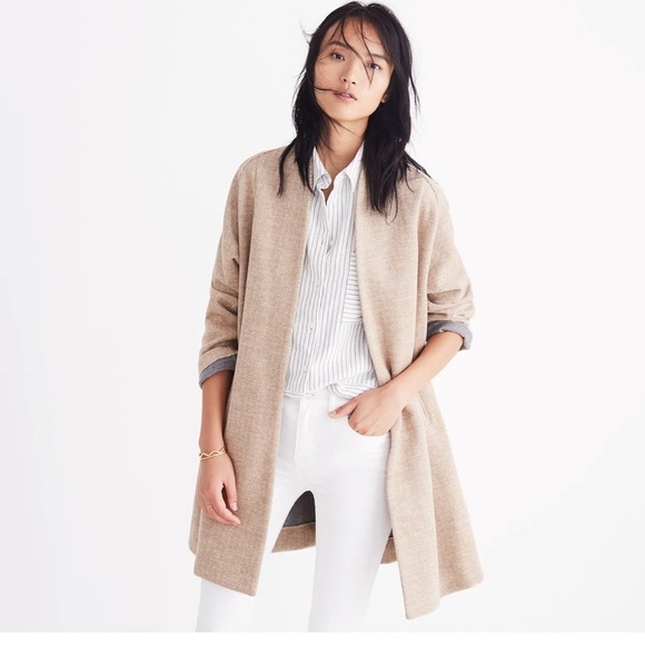 MADEWELL Stanza Herringbone Coat Wool Blend Camel Color Size XL - Picture 1 of 16